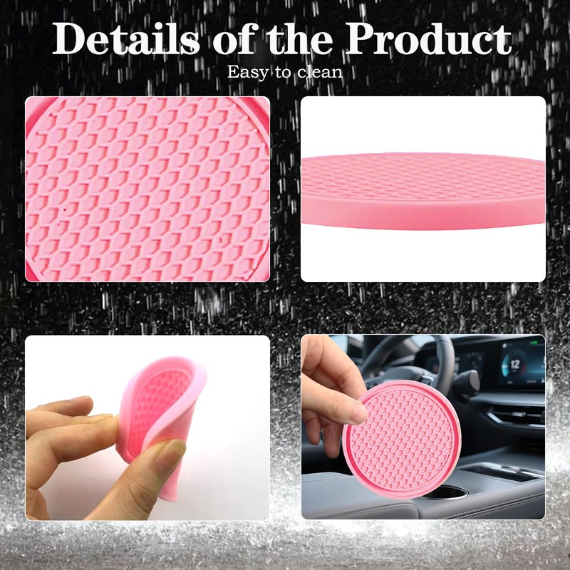 Sodcay 4 PCS Car Cup Holder Inserts, Anti Slip PVC