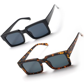 TIANYESY Sunglasses For Women Minimalist Classic Design Fashion UV400 Square Sun Glasses Unisex TY2984 (Black+Leopard)