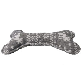 AB Tools Dog Plush Play Squeaky Patterned Stocking & Bone Toy Bundle