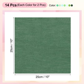 PATIKIL Cotton Fabric Bundles, 14 Pcs 10 x 10 Inch Fat Quarter Solid Color Precut Fabric Squares for Sewing Patchwork Quilting DIY Crafts, Green