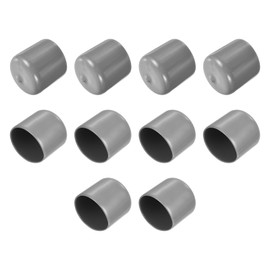 sourcing map 10pcs Rubber End Caps 33mm ID Vinyl Round End Cap Cover Screw Thread Protector Light Grey
