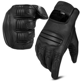 aaasportx Motorcycle Gloves Men's Leather Touchscreen Function – Protectors Motorcycle Gloves Men & Women for Summer – Motorcycle Gloves with Non-Slip Pads