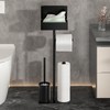 Freestanding Toilet Paper Holder with Tissue Box Storage, Black Metal
