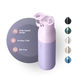 LARQ Swig Top 23oz - Insulated Stainless Steel Water Bottle With Built-In Silicone Handle | Thermos, BPA Free | Reusable Bottle for Sports, Gym, and Travel, Luberon Lavender