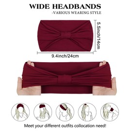 AIBFRID 6 Packs Wide Headbands for Women Non Slip with 6PCS Hair Ties, Soft Head Bands for Women’s Hair Yoga Workout Gym Bandanas Head Scarf Thick Knotted Cloth Fabric African Womens Hair Accessories