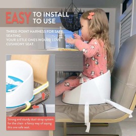 Squish Booster Seat 3-Point Harness Dual-Strap System Easy To Clean Lightweight