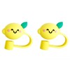 2Pcs Yellow Lemon Silicone Straw Covers and Caps Compatible with