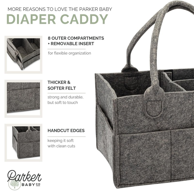 Parker Baby Diaper Caddy - Nursery Storage Bin and Car