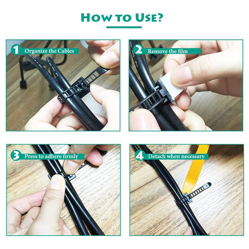 25 Pieces Desk Wire Organizer Cable Ties Zip Ties Adhesive