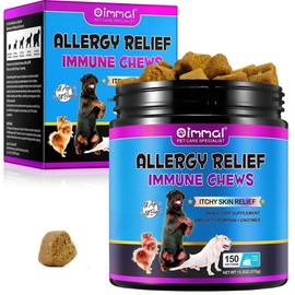 Dog Allergy Relief Chews for Dogs 150pcs Soft Chews Itch Immunity Treats for Dog Soothe Itchy Paws, Eyes, Ears, Skin Supports Seasonal Itching and Allergies Relief, Licking, Scratching. Duck Flavor.