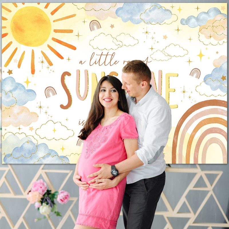 Mocsicka Sunshine Baby Shower Backdrop A Little Ray of Sunshine