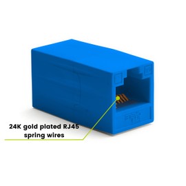 TRUE CABLE Cat6A Inline Coupler, Unshielded (UTP), PoE++ (4PPoE), UL Listed, ETL Verified, ANSI/TIA 568-2.D Cat 6A Performance Compliant, Female to Female RJ45 Couplers, Blue, 12 Pack
