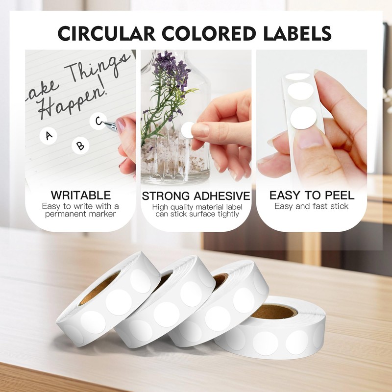 TRTAPE 1/2 Inch Circle Sticker Labels,Pack of 1000 Round Color