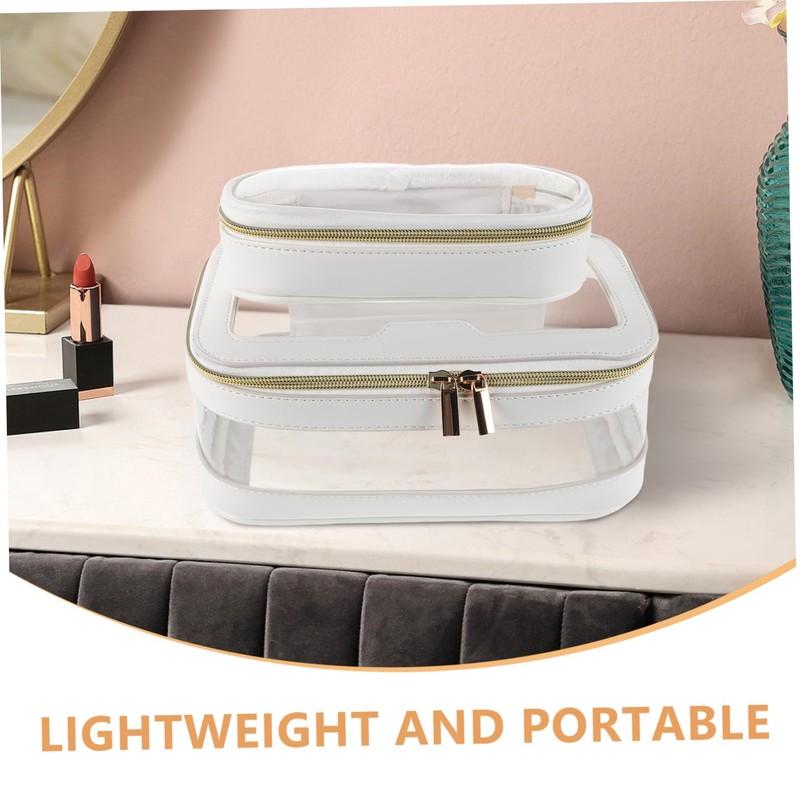 WOONEKY 1 Set Clear Travel Makeup Bag Cosmetic Organizer with