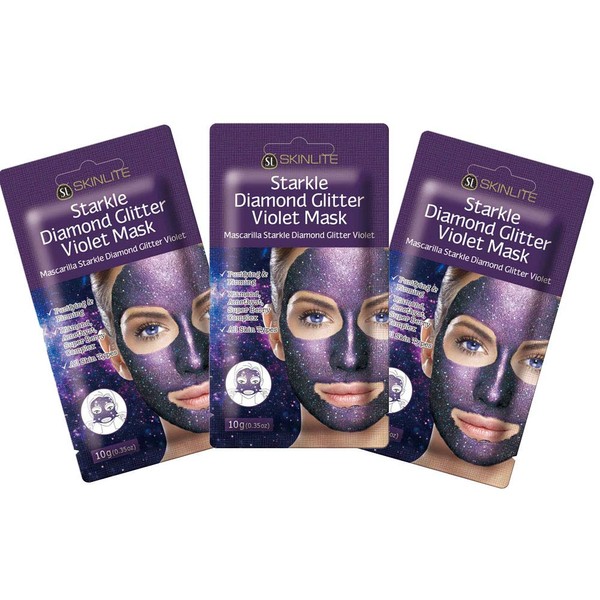 Beauty Sanpo Starkle Diamond Glitter Violet Mask Face Pack, 0.4 oz (10 g) x 3 Masks
