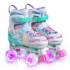 SULIFEEL Rainbow Unicorn 4 Size Adjustable Light up Roller Skates