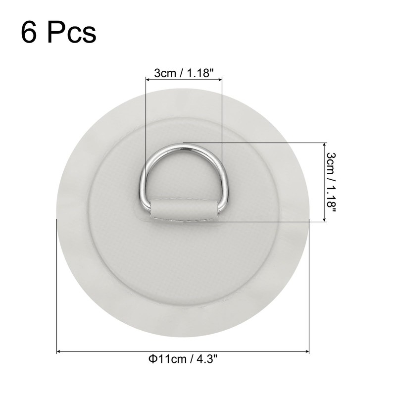 PATIKIL 4.3" Paddle Board D Rings, 6 Pcs Stainless Steel