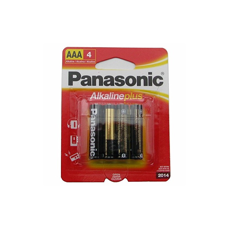 Panasonic AM-4PA/4B Alkalineplus AAA Batteries, 4 Pack (Black)