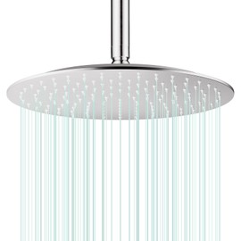 AULEEND 12 Inch Round Shower head, High Flow Stainless Steel Rainfall Shower Head, High Pressure Design (Brushed Nickel, 12)
