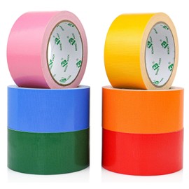 BOMEI PACK Colored Duct Tape, 6 Rainbow Duct Tape Colors 2 Inch x 15 Yards x 9 Mil, Heavy Duty Waterproof Duct Tape of Red Pink Yellow Orange Green and Blue