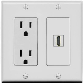 RiteAV Custom HDMI Wall Plate 1 Port - Outlet [Gray/Gray]