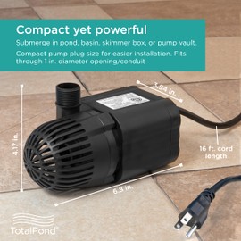 TotalPond 1200 GPH Waterfall Pump, Black