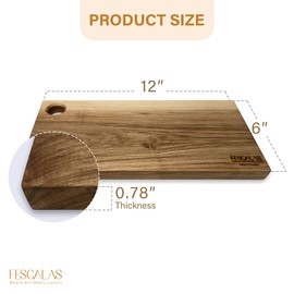 Maple Wood Cutting Board for Kitchen One-Piece Wooden Chopping Board for Meat, Vegetables, Bread & Cheese, Durable Handmade Serving Board, 12x6 Inches (Natural Maple)