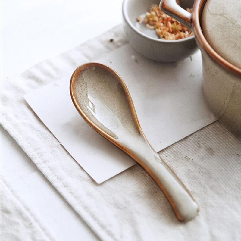 2 Pcs Starry ceramic spoon, Ramen spoon, soup spoon, dinner