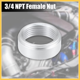 REPAIROCK 3/4 Inch NPT Female Nut Threaded Insert Weldable Aluminum Alloy Pipe Fittings for Car Auto Replacement Parts