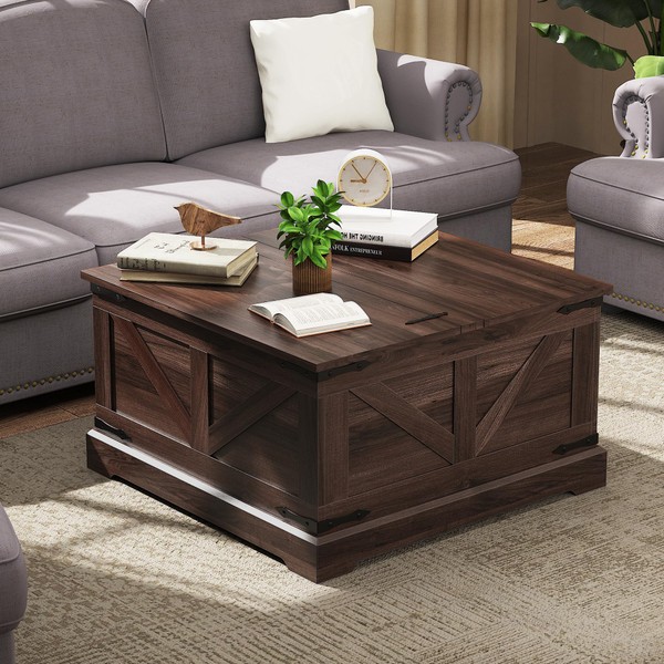 YOCONYO Coffee Table with Storage, 31.5" Center Table with Flip-Top