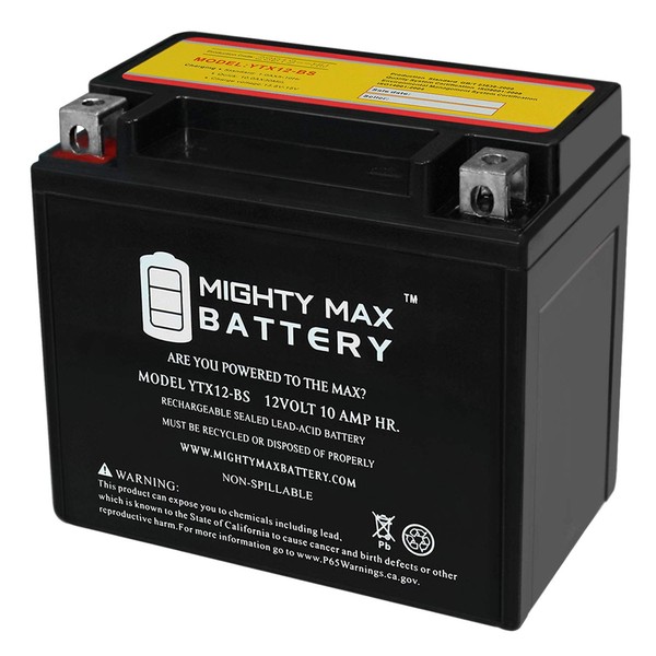 Mighty Max Battery YTX12-BS 12V 10AH Battery for Suzuki VL800 Boulevard C50 01-14 Brand Product