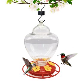 Hummingbird Feeders for Outdoors Hanging with Ant-Proof Hooks, 40 oz Hummingbird Feeder with Circular Perch & 6 Feeding Ports, Easy to Clean and Leak Proof for Garden Yard