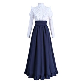 CR ROLECOS Women Victorian Dress Medieval Vintage Costume Ball Gown Dress Victorian Blouse Renaissance Falda 2-pieces Set L