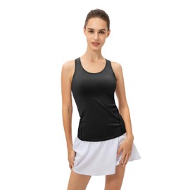 DZRZVD Women's Fitness Fast Dry Slight Compression Running Sleeveless Athletic Tank Top 2 Pack Black and White