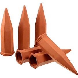 JOVITEC 6 Pieces Plant Watering Spikes Self Watering Bottle Stakes Automatic Plant Waterers Terracotta Watering Systems for Indoor Outdoor Home and Office Plants