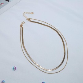 Yienate Punk Gold Layered Necklace Choker Snake Bone Chain Necklace Minimalist Charm Necklace Jewelry for Women and Girls