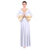 Women Metallic Color Block Liturgical Praise Lyrical Dance Dress Bell