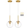 KoKo&Yukina 6" Modern Globe Pendant Light 2 Pack Mid-Century Gold