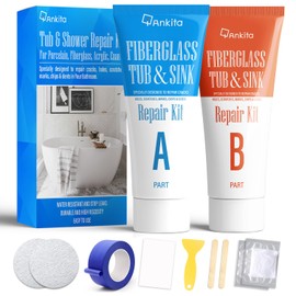 Tub Repair Kit White, Tub Chip and Bathtub Repair Kit for Enamel, Fiberglass, Acrylic, Porcelain, Patch and Repairs Chips, Crack, Scratches, Rust, Holes on Tubs, Toilet, Sink, Shower, Tray in Bathroom