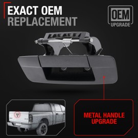 TRUBUILT1 AUTOMOTIVE Tailgate Handle Assembly- Compatible with 2009-2012 Dodge Ram 1500, 10-12 Dodge Ram 2500, 10-12 Dodge Ram 3500 - Textured Black - OEM 55397292AB-Metal, 83203, 15727, CH1915123