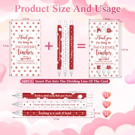 Sayglossy 12 Sets Valentines Day Teacher Appreciation Gifts 36 Ballpoint Pens 12 Cards and 12 Bags Employees Inspirational Thank You Gifts for Valentine's Day Teachers Coworkers Office Staff