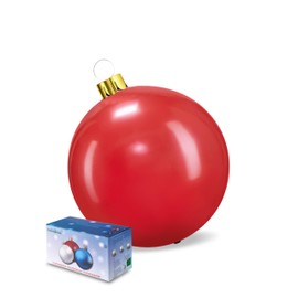 Inflatable Christmas Ornaments, 18" or 25" Oversized Outdoor Christmas Ball Ornaments, Holiday Yard Christmas Tree Decorations, Indoor and Outdoor Decoration Balls (18 inch, Red)