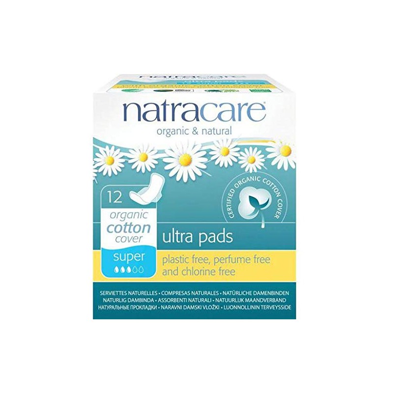 Natracare Pads Ultra Super Wings, 12 ct