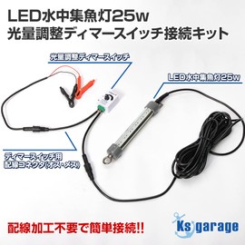 Fishing Light, Underwater LED Light, 25 W, Orange, 12 V, Underwater Fishing Light, Dimmer, Connection Kit, White Eel, Underwater Light, Fishing, Squid Fishing, Aging, Night Fishing