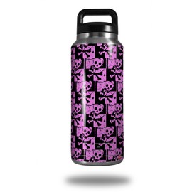 Skull Checker Pink - Decal Style Skin Wrap fits Yeti Rambler Bottle 36oz (YETI NOT INCLUDED)