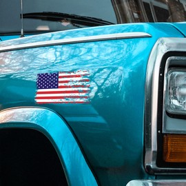 Stickios American Flag Decal - Distressed Patriotic Vinyl Bumper Sticker for Cars, Trucks & Vehicle Windows - Made in USA (5.7x3.6 inches) - SSB