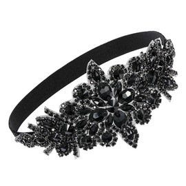 Sunshinesmile Bride Vintage 1920s Flapper Headpiece Roaring 20s Headband for Women Hair Accessory (Rhinestone black, one size)