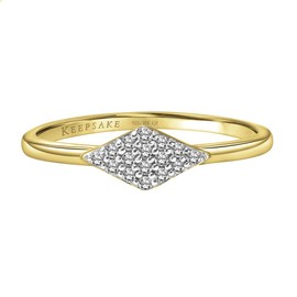 Keepsake Diamond Stackable Ring with Diamond Shape Band in 18k Yellow Gold Vermeil 1/10ct (I-J Color, I3 Clarity), Size 8