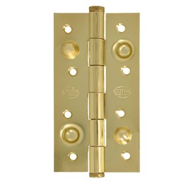Amig - Security Hinge | 150 x 82 x 3 mm | Square Edges | Flat Finial | Firm Entry Doors | Varnished Brass Steel