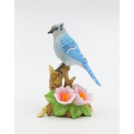 Fine Porcelain Collectible Blue Jay with Azalea Flowers Figurine, 4-1/4" H